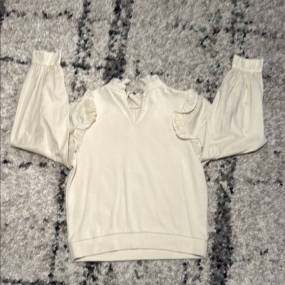 Who What Wear Ivory Blouse with Ruffles - Picture 10 of 12